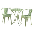 3 Piece Green Outdoor Bistro Set With 2 Stackable Chairs And Round Table Stylish Patio Conversation Set