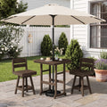 3 Piece Hdpe Outdoor Counter Height Bar Set With 2 Swivel Bar Stools And Square Table