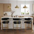 3 Piece Modern Counter Stool Set With Gold Finish Frame