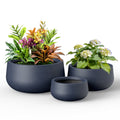 3 Piece Modern Seamless Round Lightweight Cement Concrete Planter Set