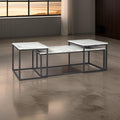 3 Piece Metal Frame Occasional Table Set With Marble Top White And Black
