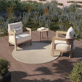 3 Piece Outdoor Arm Chair Conversation Set Solid Acacia Wood With Coffee Table
