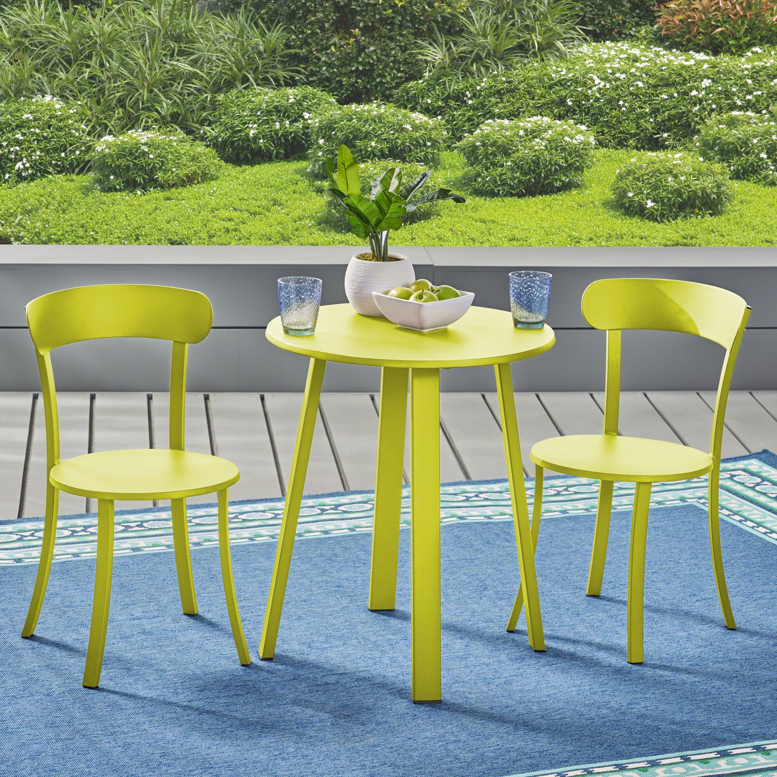 3 Piece Outdoor Bistro Set With Side Table And 2 Leisure Chairs Patio Conversation Set For Garden Balcony