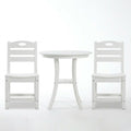 3 Piece Outdoor Patio Bistro Set With Round Table And 2 Chairs White Dining Table Chairs Set With Umbrella Hole
