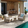 3 Piece Outdoor Swivel Conversation Set All Weather Pe Wicker Patio Furniture Set