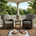 3 Piece Outdoor Swivel Rocking Chair Set With Side Table 360 Swivel Rocking Motion