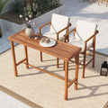 3 Piece Patio Bar Set With 2 Stools And Removable Cushions Wood Dining Bar Set For Backyard Poolside Balcony