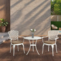 3 Piece Patio Bistro Set Cast Bistro Table And Chairs Set Of 2 With Umbrella Hole Patio Furniture For Garden With Cushion