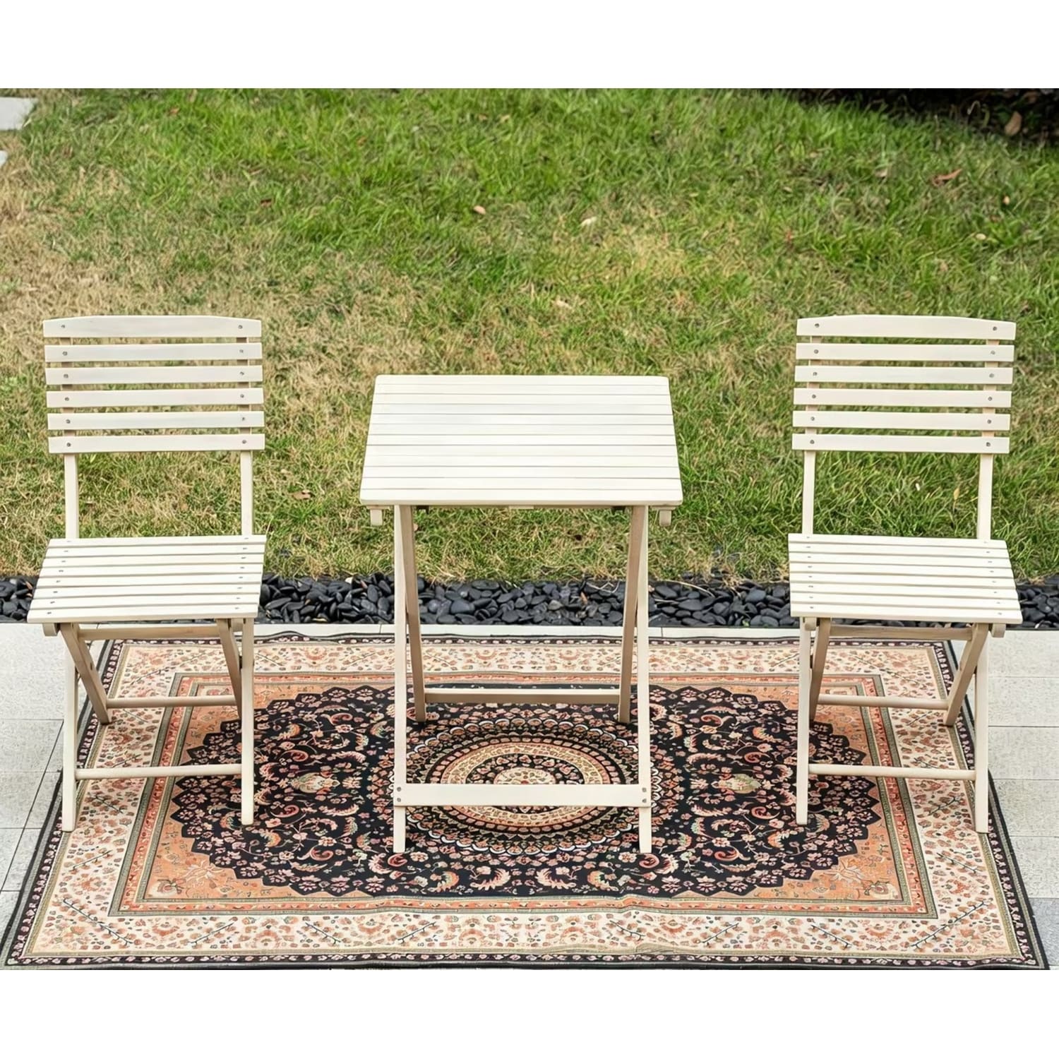 3 Piece Patio Dining Set 21.65 Square Wood Table And Two Chairs
