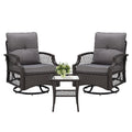 3 Piece Patio Furniture Set Patio Chairs X 2 With Cushions Side Table X 1 High Back All Weather Rattan Outdoor Furniture