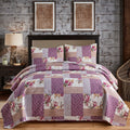 3 Piece Plaid Patchwork Reversible Lightweight Quilt Set