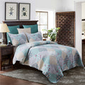 3 Piece Printed Reversible Bedding Quilt Set Quilt And 2 Shams Soft Lightweight Full Queen King