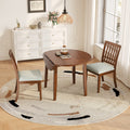 3 Piece Round Dining Table Set For 2 People 1 Folding Wood Dining Table 2 Upholstered Chairs For Small Apartments