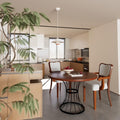 3 Piece Round Dining Table Set 42 Oak Veneer Table 2 Upholstered Armchairs With Iron Base Rustic Modern Design
