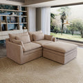 3 Piece Sectional With Double Layer Seat Cushions Four Pillows And One Ottoman For Living Room Apartment