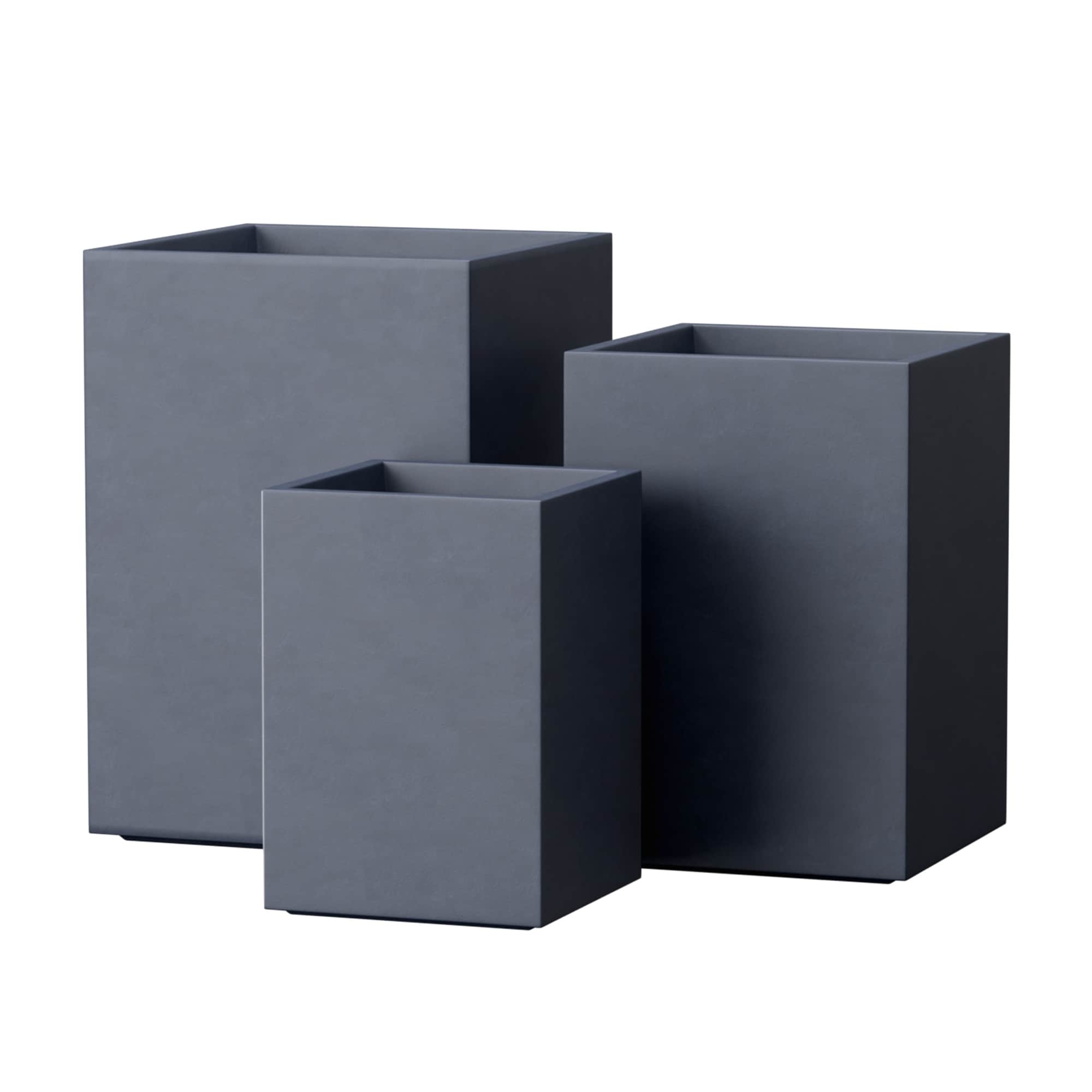 3 Piece Smooth Modern Concrete Planter Set For Patio Garden Decor 18.5 H X 13 W