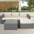 3 Piece Wicker Sectional Conversation Set With Cushions Grey