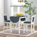 3 Piece Wood Counter Height Drop Leaf Dining Table Set With 2 Upholstered Dining Chairs