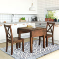3 Piece Wood Drop Leaf Breakfast Nook Dining Table Set With 2 X Back Chairs For Small Places