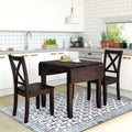 3 Piece Wood Drop Leaf Breakfast Nook Dining Table Set With Two X Back Chairs For Small Space Solutions