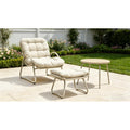 3 Piece Woven Rope Patio Lounge Chair With Ottoman And Small Table Comfy Reading Chair Set Ergonomic Lounge Chair