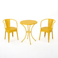 3 Piece Yellow Outdoor Bistro Set With 2 Stackable Chairs And Round Table Stylish Patio Conversation Set