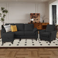 3 Pieces Corduroy Living Room Set With Sectional Sofa Storage Ottoman And Chair