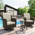 3 Pieces Outdoor Swivel Rocking Chair Patio Bistro Set With Side Table