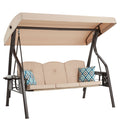 3 Seat Outdoor Porch Swing With Canopy Cushions