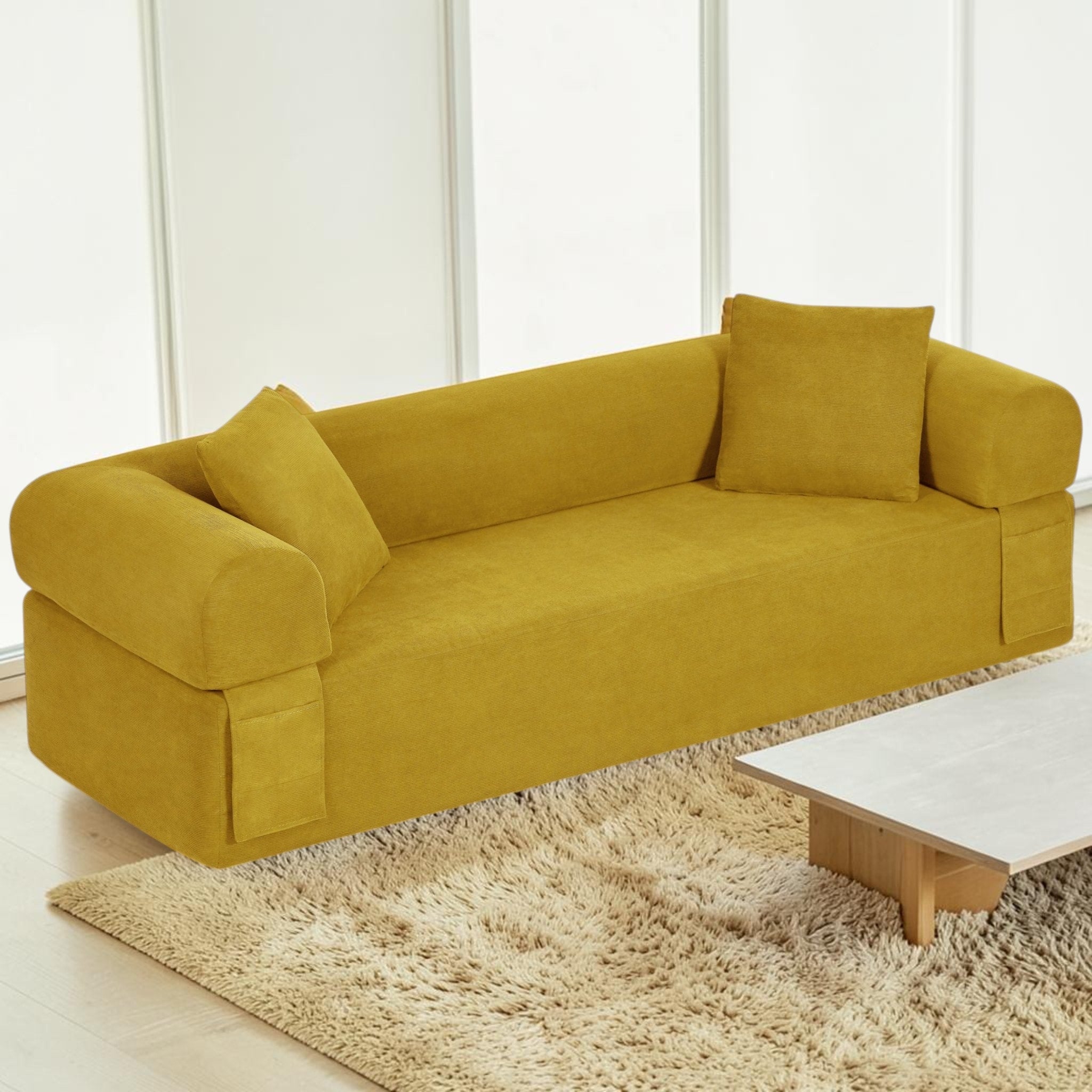 3 Seater Boneless Sofa Couch No Assembly Corduroy Cloud Couch For Apartments And Offices