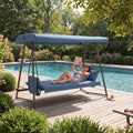 3 Seater Hanging Patio Porch Swing Bed With Adjustable Canopy