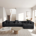 3 Seater Modular Sectional Couch With Ottoman Modern Linen Upholstered Sectional Sofa