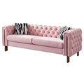 3 Seater Sofa Couch Pink Sleeper Sofa Couch With Square Armrests Lounge Sofa Couch Settee Accent Couch