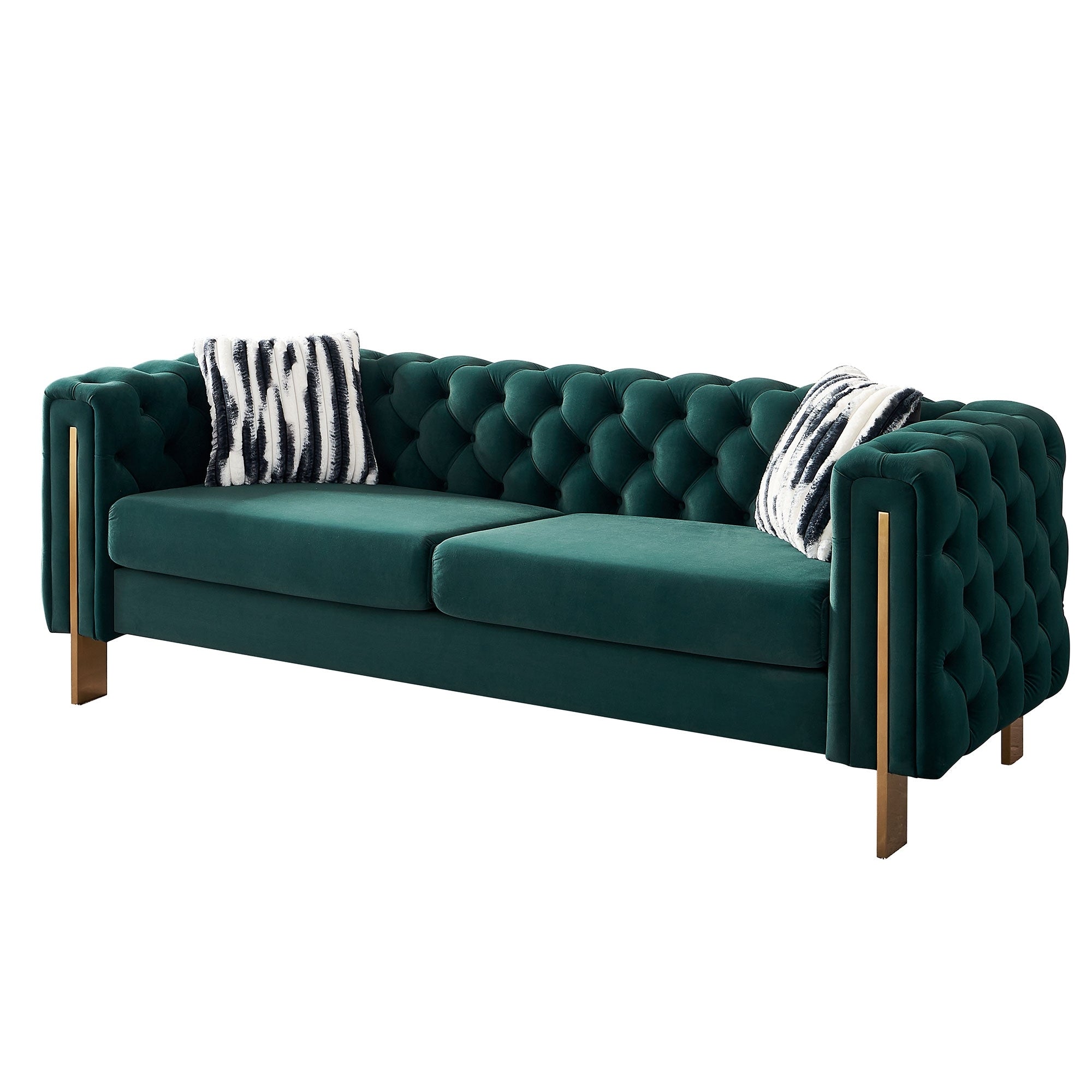 3 Seater Sofa Couch Sleeper Sofa Couch With Square Armrests Green Lounge Sofa Couch Settee Accent Couch