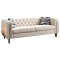 3 Seater Sofa Couch Sleeper Sofa Couch With Square Armrests Lounge Sofa Couch Cream Settee Accent Couch