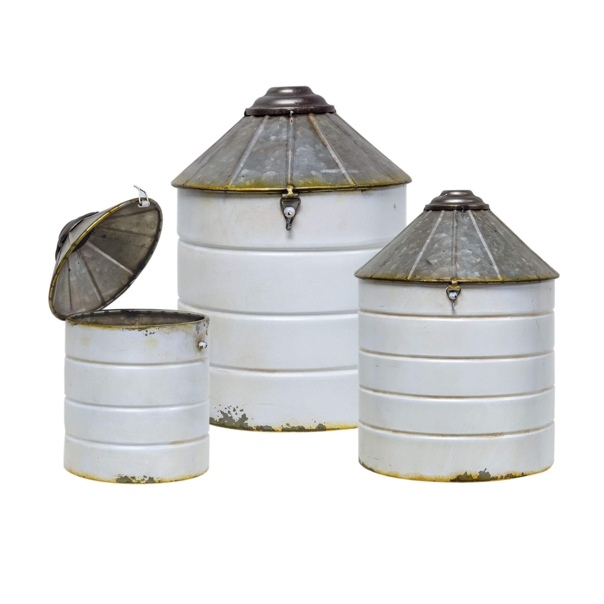 3 Set White Silos