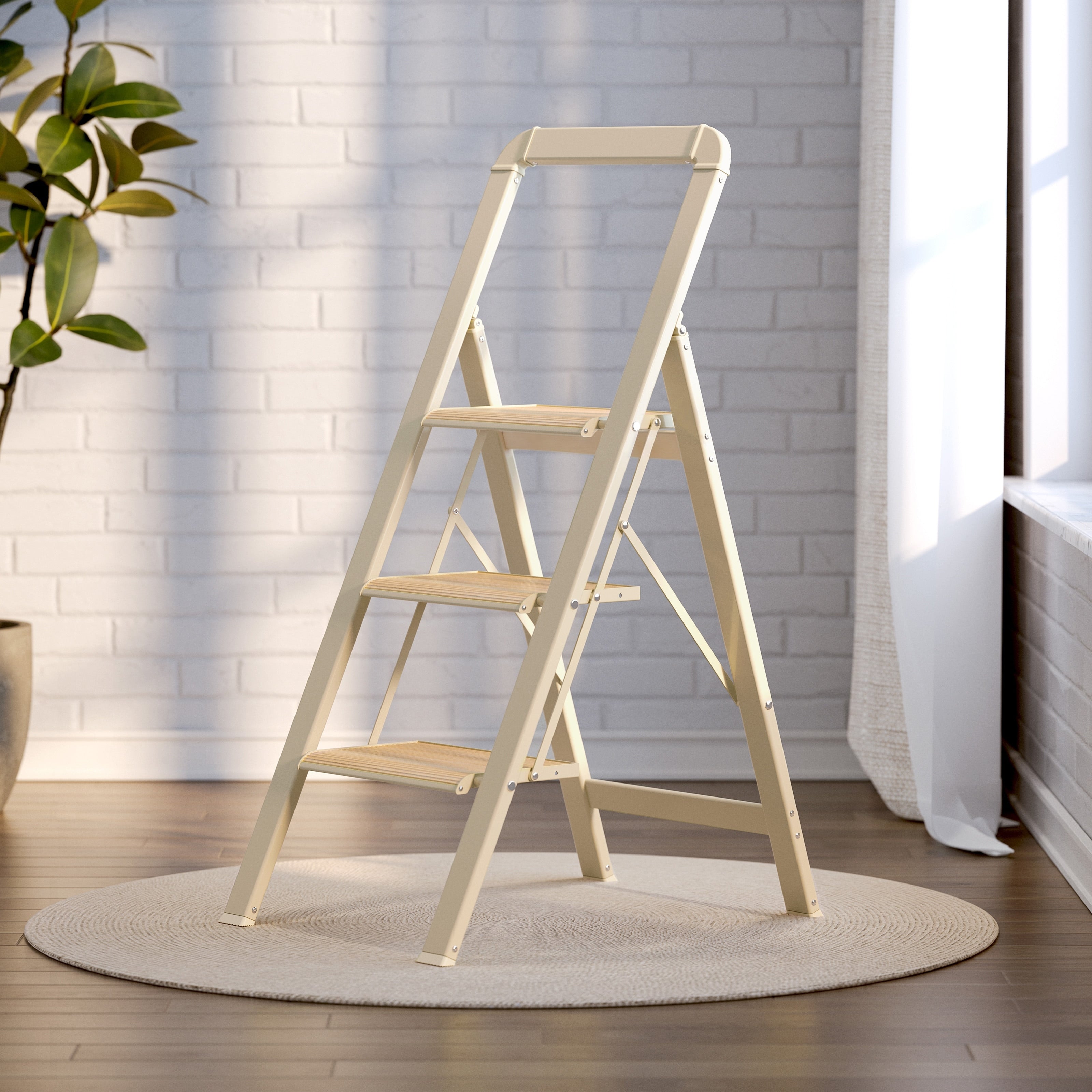 3 Step Ladder Folding Step Stool With Wide Anti Slip Pedal Aluminium Lightweight Foldable Step Ladders 450 Lbs Capacity