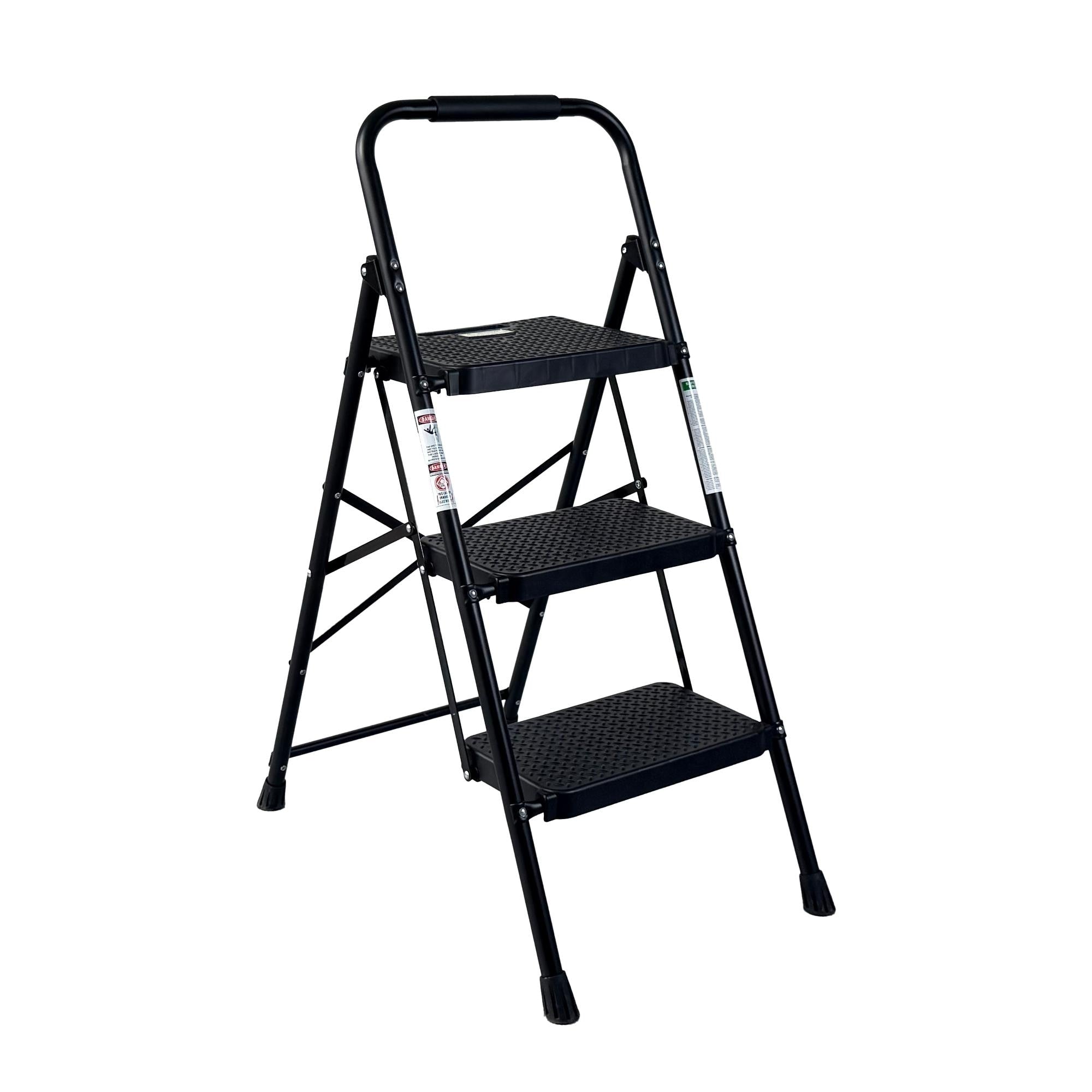 3 Step Ladder Folding Step Stool With Wide Anti Slip Pedal Sturdy Steel Ladder Lightweight Portable Steel Step Stool