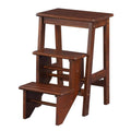 3 Step Wooden Frame Stool With Safety Latch Brown