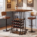 3 Tier Bar Table Counter Height Pub Table Bar Height Table With Glass Holder Wine Rack Industrial Style