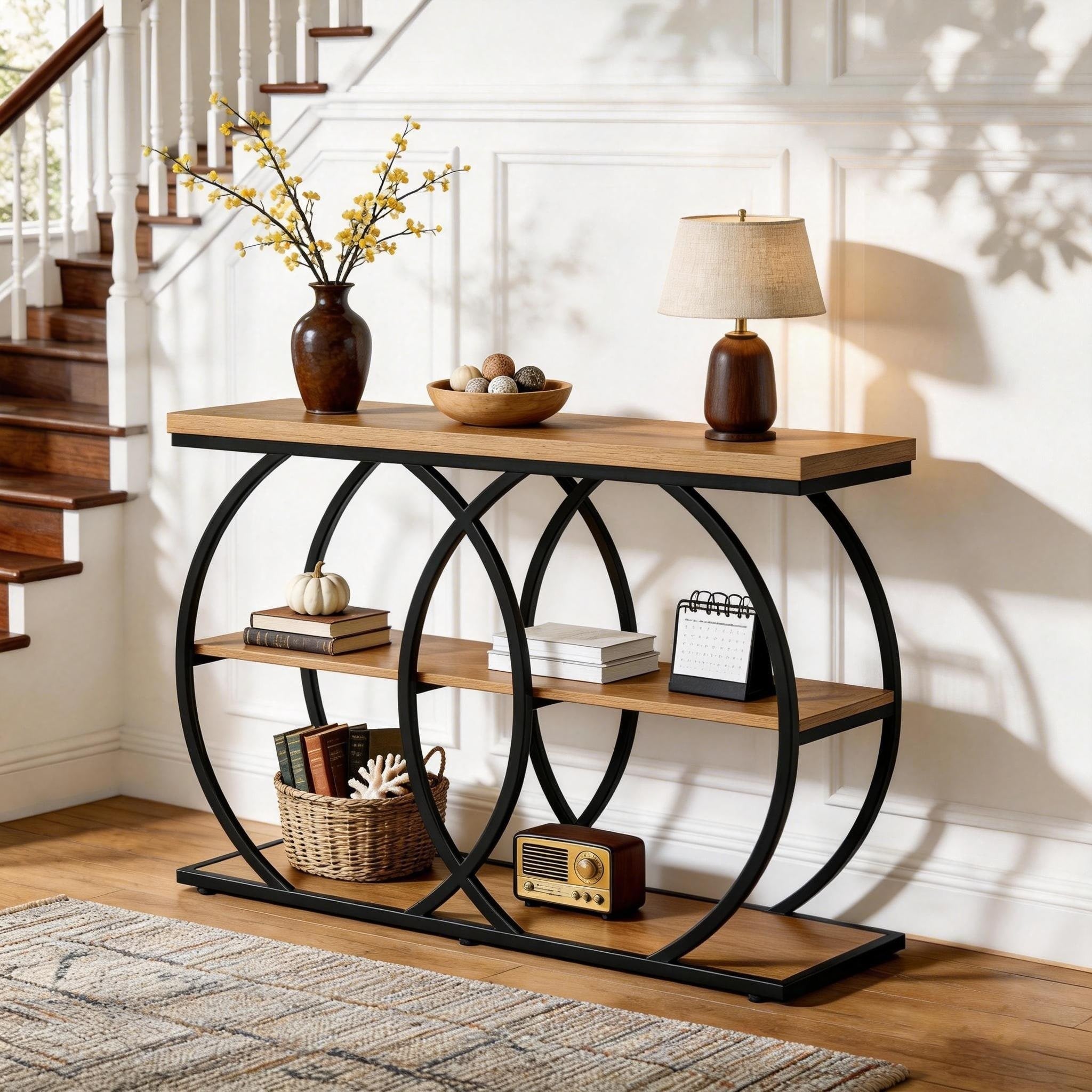 3 Tier Console Table With Storage Shelves 41.3 Entryway Table