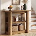 3 Tier Farmhouse Console Table 47 Inch Narrow Entryway Table With Storage Shelves For Living Room Foyer
