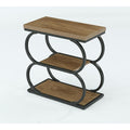3 Tier Industrial Narrow Side Table With Storage And Geometric Metal Frame