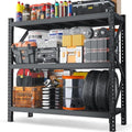 3 Tier Industrial Shelving Rack 63In Heavy Duty Steel Shelving Unit Adjustable Black Requires Assembly