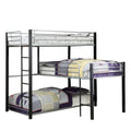 3 Tier Industrial Style Twin Bunk Bed With Corner Design Black And Gray