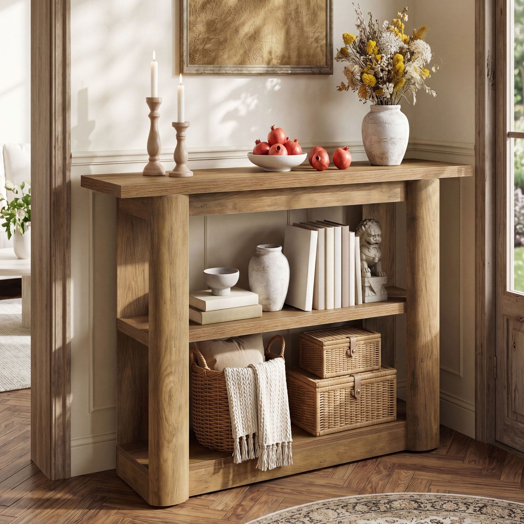 3 Tier Narrow Console Table For Entryway Living Room Foyer Front Door 47 Inch 41.34 L X 11.81 W X 31.5 H