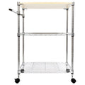 3 Tier Rolling Kitchen Trolley Cart Steel Island Storage Utility Service Dining