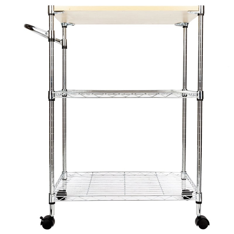 3 Tier Rolling Kitchen Trolley Cart Steel Island Storage Utility Service Dining
