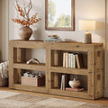 3 Tier Solid Wood Console Table For Living Room 63 Rustic Entryway Table With Storage 63 L X 11.6 W X 33.5 H