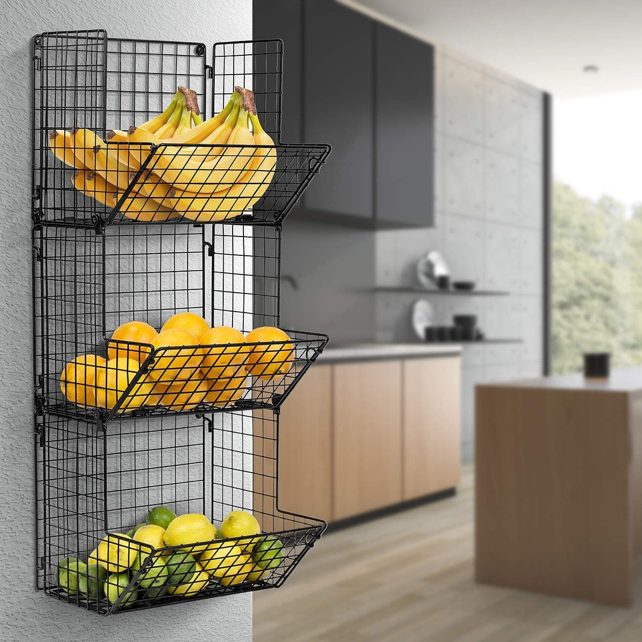 3 Tier Wall Mounted Storage Rack Black